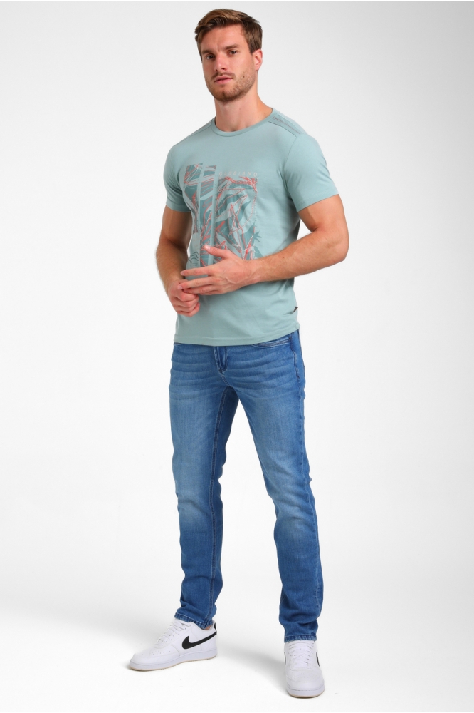 FRONT PRINTED T SHIRT 155913 OCEAN BLUE